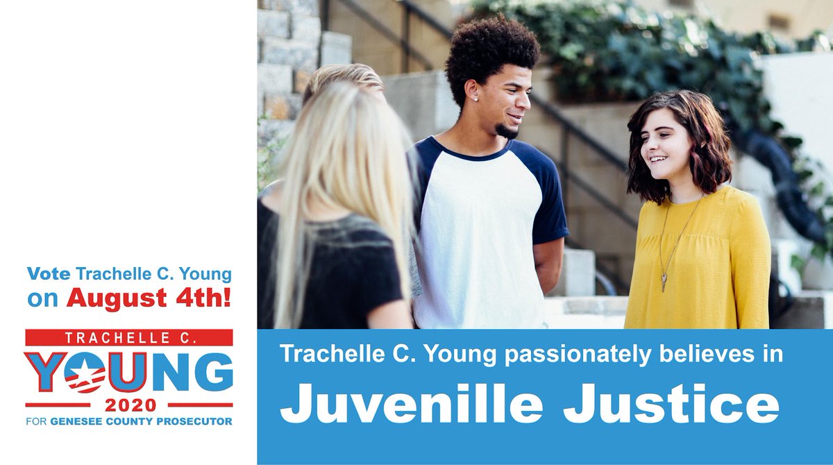 TYforprosecutor's tweet image. Core 4 Issues: Juvenile Justice 

When elected Genesee County Prosecutor, Trachelle C. Young will develop opportunities and create community alternatives to jail and prison, significantly reducing the number of children behind bars.

youngforprosecutor.com/priorities