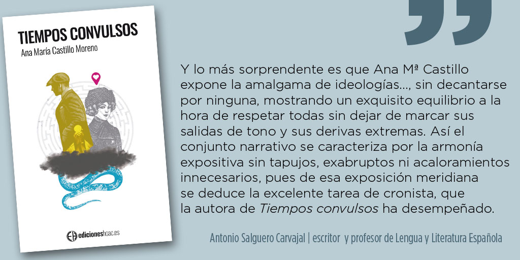 Reseña de Antonio Salguero, escritor y profesor de Lengua y Literatura Española
#NovelaTiemposConvulsos es excelente y su autora, debe sentirse satisfecha de su composición, aparte de su escritura...
hoac.es/2020/07/22/tie…
Próxima presentación 29/07/2020
us02web.zoom.us/meeting/regist…