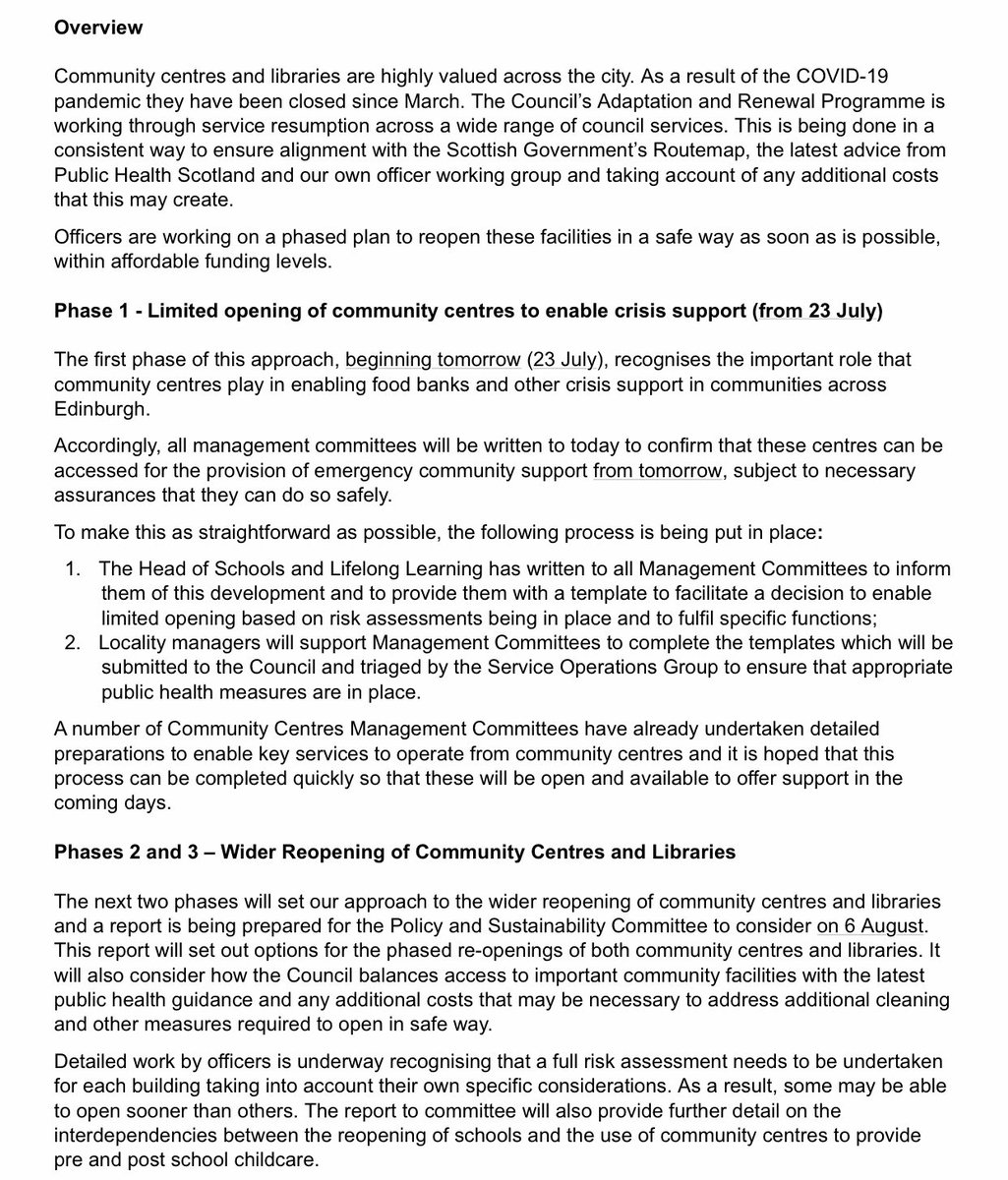 adamnolsmcvey's tweet photo. I know community centres have been looking forward to getting back to continue their work across the City.
In coming days access will start to be agreed to help food banks &amp; other crisis services restart, with full reopening plan to be brought to Committee in 2 weeks time. https://t.co/u7tIPkMdYz