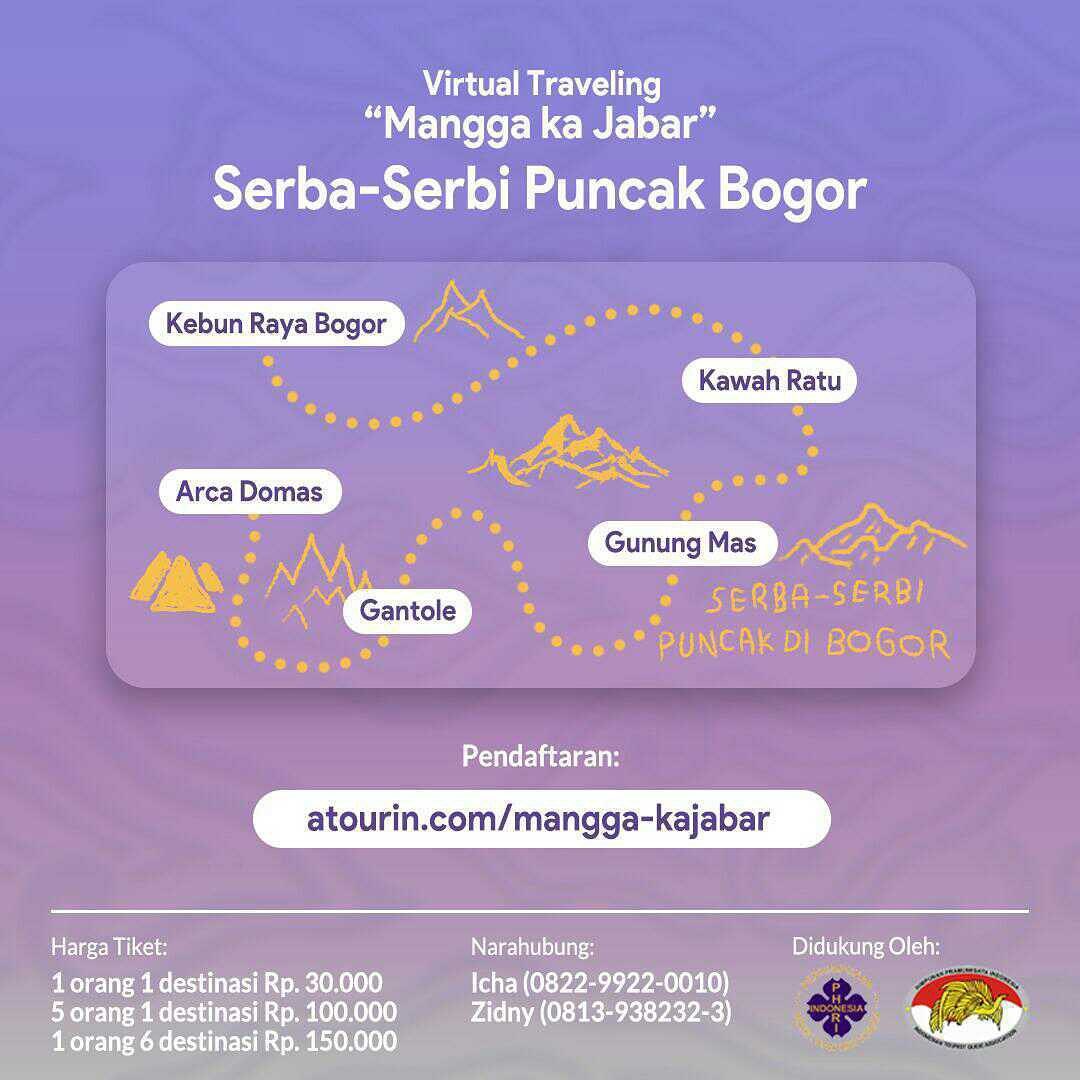 atourin's tweet photo. Hai Sobat Atourin, mimin mau kasih tau nih besok Sabtu, 25 Juli 2020 ada #virtualtraveling #ManggaKaJabar loh yang bakal bahas serba-serbi #Puncak #Bogor. Buat Sobat Atourin terutama yang kerjaannya cuma #tiduran, yuk ikuti #liburan virtual kali ini. Dijamin #asik #seru deh. https://t.co/vDwFz3uR6t
