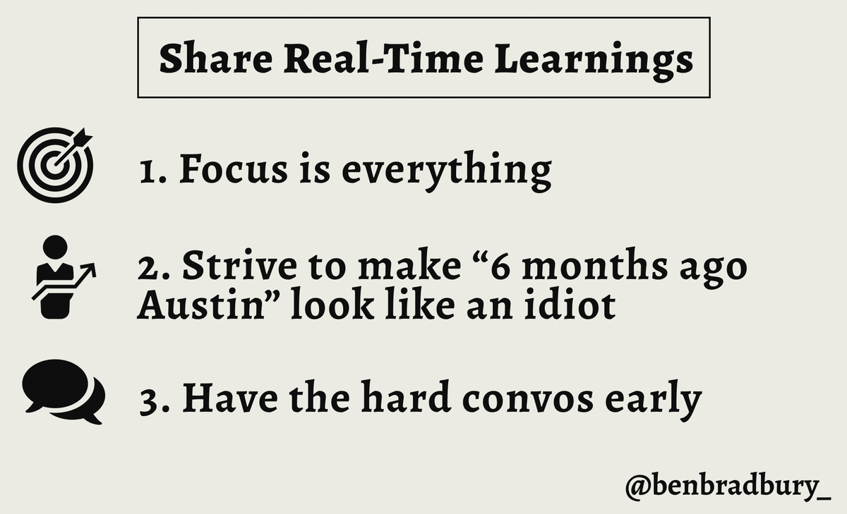 5/ Austin shares real-time leadership learnings.Consumers can intimately see how the company behind the newsletter is evolving.Austin's 3 big principles from 2019:1. Focus is everything2. Strive to make “6 months ago Austin” look like an idiot3. Have the hard convos early