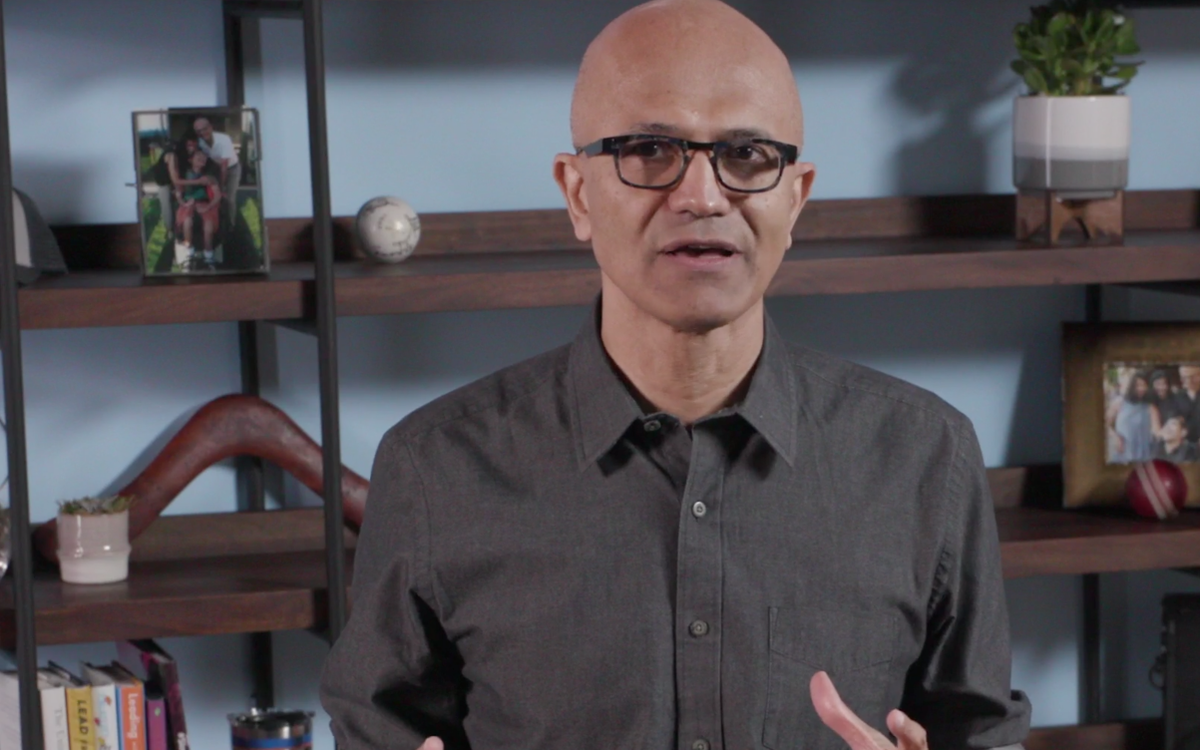 danielmcshanag's tweet photo. Cool to see @satyanadella has a boomerang on his shelf for his #MSInspire keynote! https://t.co/WW4ogQLGpZ