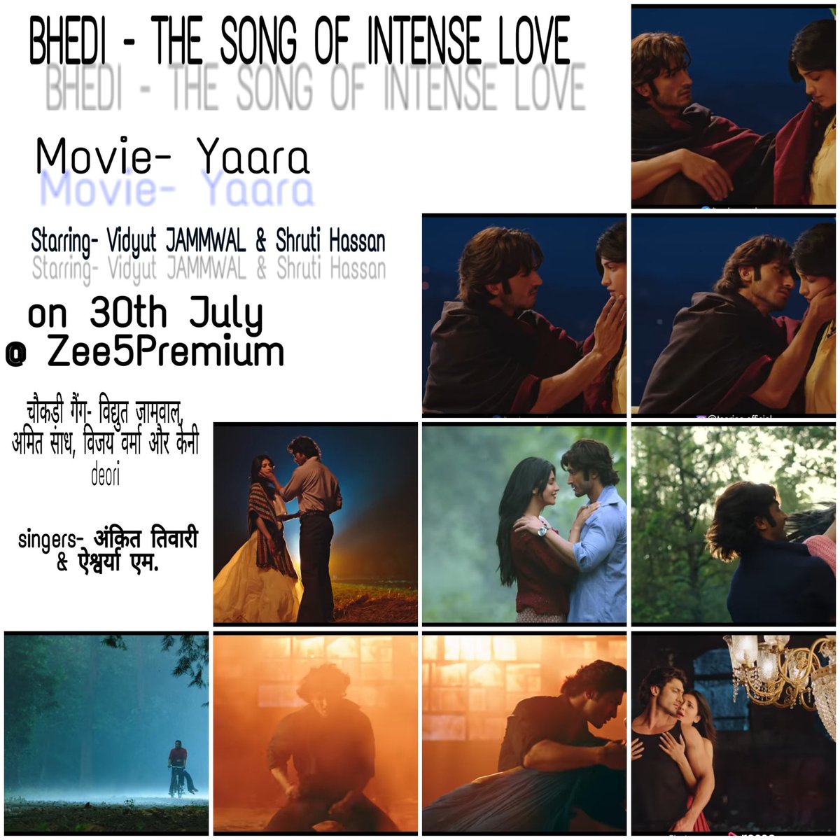 Yaradiyari26's tweet photo. When it comes to romance, no one can beat a warrior❤️ yess! m talking abt @VidyutJammwal , @shrutihaasan & the chemistry between them in the song #Bhedi beautifully sung by @officiallyAnkit & #AishwaryaM
Just love this song.
Listening it continuously
@TSeries
#YaaraonZEE5 https://t.co/TcdJmIRtW4