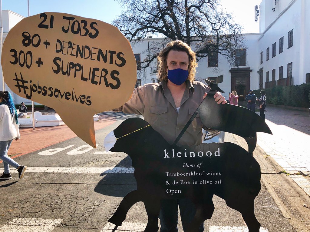 Tamboerskloof's tweet photo. Our Kleinood Sheep had its say on the streets of #Stellenbosch today - we hope it, and the collective voice of everyone who stands for #jobssavelives, brings the change we all so desperately need!

#DrinkSouthAfrican https://t.co/8URdg5kTAt