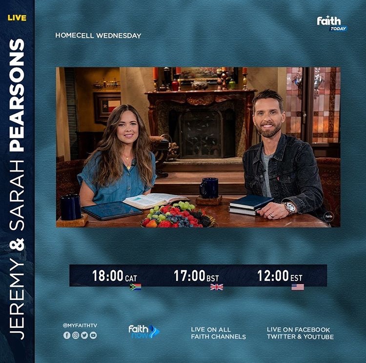 MyFaithTv's tweet photo. Jeremy & Sarah Pearsons are joining us on Faith Today for Home cell Wednesday!!
We’re expectant to have an amazing time of fellowship in God’s presence. Join us soon 6pm CAT. 5pm BST and 12pm EST
#faithtoday #myfaithtv #pearsonsministries #jubilantjuly #livestream https://t.co/ClzlMIsrT7