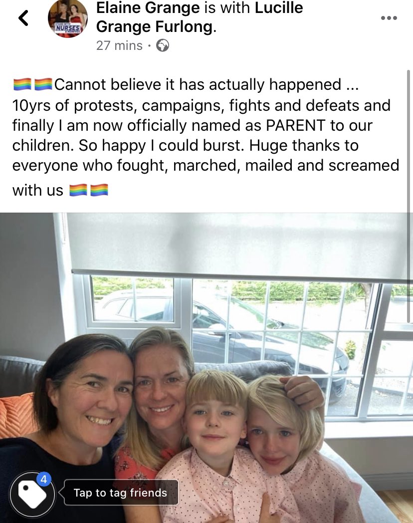 Well this happened today and I am so frickin happy I could burst Lots more to do but for today I celebrate for my family and tomorrow we fight again for those left uncovered  #Samesexfamily #RainbowFamilyEqualityNetwork @LGBT_ie #equality #stillnotequal