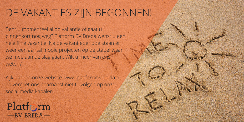 platformBVbreda's tweet photo. Platform BV Breda wenst u een hele fijne zomervakantie! Na de vakantie zullen we weer verder aan de slag gaan met onze mooie projecten.  Wilt u in de tussentijd meer weten over onze projecten? Kijk dan op https://t.co/0UCZ2qrkSH https://t.co/UNucXC4hVJ