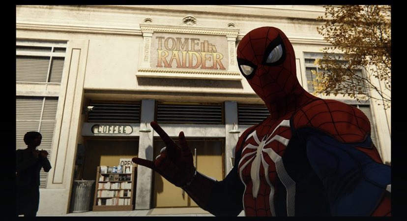 Spider-man (2018) There’s a library called Tome Raider
