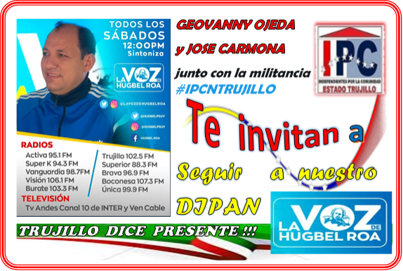 #LaVozDeHugbelRoa #IPCNTRUJILLO #LaVozDeHugbelRoa <a href="/PartidoPSUV/">PSUV</a> <a href="/TareckPSUV/">Tareck El Aissami</a> @Iroschima_JPSUV <a href="/LaHojillaenTV/">La Hojillaen</a> <a href="/Gerardo4fPsuv/">Gerardo Márquez</a> <a href="/gestionperfecta/">Carmen Meléndez</a> 
<a href="/jaarreaza/">Jorge Arreaza M</a> <a href="/dcabellor/">Diosdado Cabello R</a> <a href="/NicolasMaduro/">Nicolás Maduro</a> <a href="/RangelSilva4F/">Rangel Silva</a> <a href="/LaVozHugbelRoa/">La Voz Hugbel Roa</a> <a href="/hugbelpsuv/">Hugbel Roa</a> <a href="/ConCiliaFlores/">Cilia Flores</a> <a href="/HectoRodriguez/">Héctor Rodríguez C.</a> <a href="/gestionperfecta/">Carmen Meléndez</a> <a href="/ErikaPSUV/">Erika Farías Peña</a>
