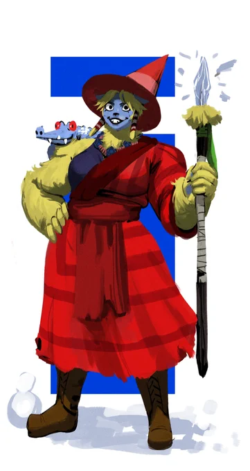 My witch for that build-a-witch meme

She's an ice witch yeti named Nima and her familiar is an snow crocodile named Ann. 