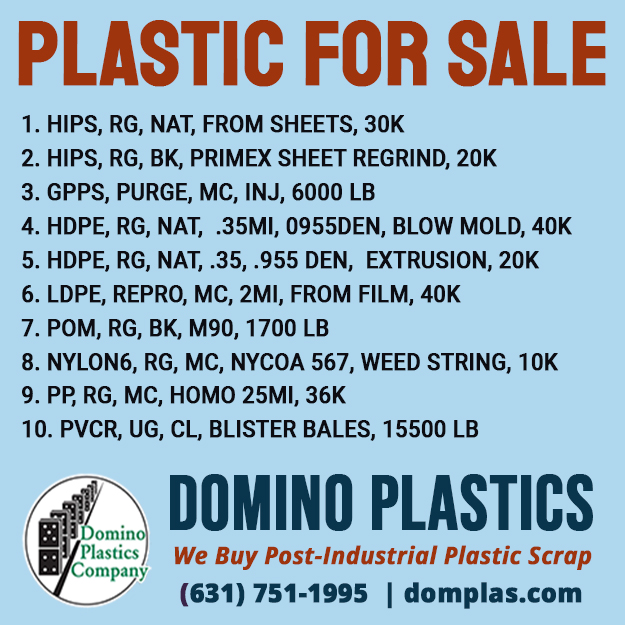 Domplas's tweet image. Plastic for Sale: HIPS, GPPS, HDPE, LDPE, POM, Nylon6, PP, PVCR. Contact us for more details or to sell your plastic scrap. Email Joe@domplas.com, call (631) 751-1995. Visit domplas.com #materialssupplier #rawplastic #buyplastic