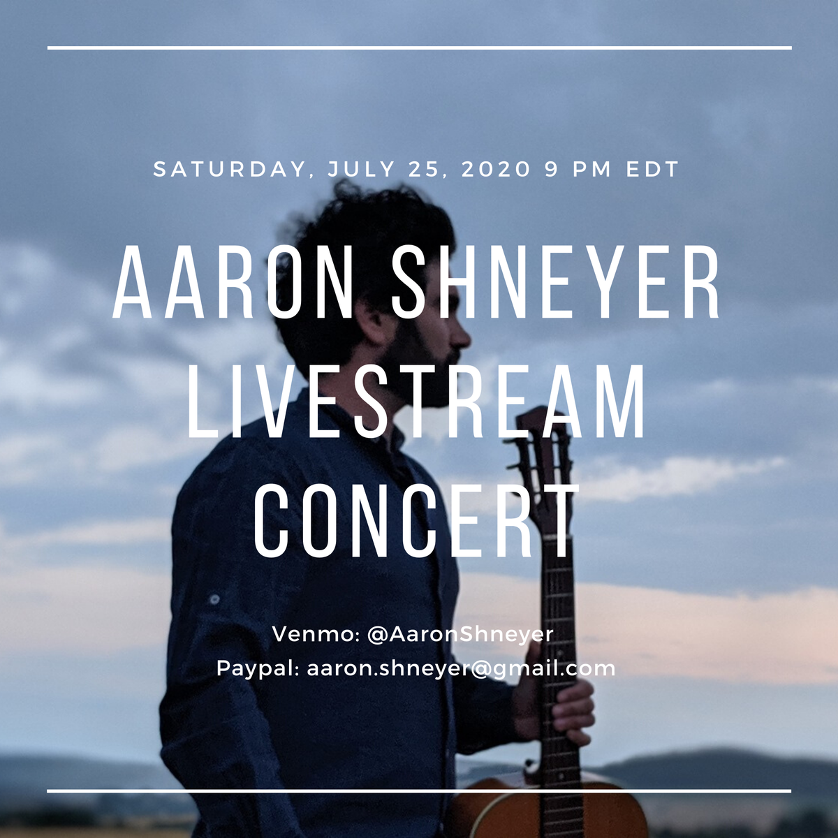 TheMAMDC's tweet photo. Join us this Saturday, July 25 at 9pm ET for a livestream concert with our good friend, Aaron Shneyer. All proceeds from the show will be donated to MAM DC and @bailproject. To support, Venmo: AaronShneyer or Paypal: aaron.shneyer@gmail.com. Head to our Facebook to learn more! https://t.co/F3cANjbF2h