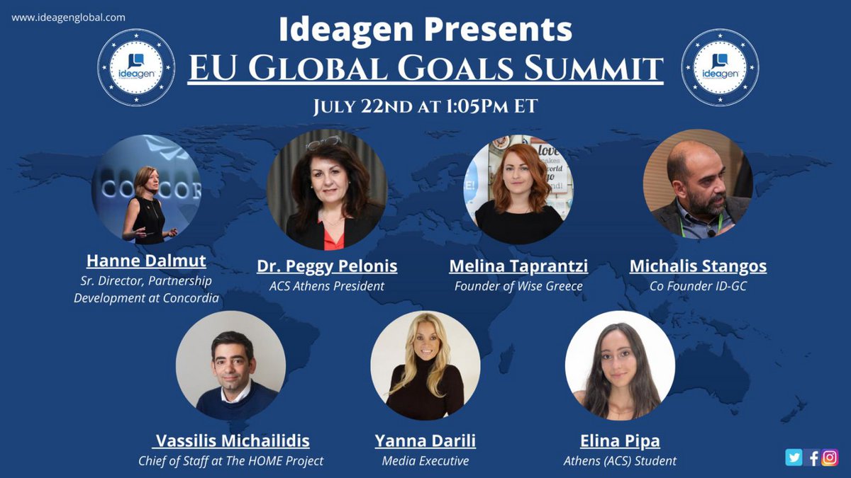 acsathens's tweet photo. The '2020 Ideagen EU Global Goals Digital Summit' with guest speaker and moderator ACS Athens President Dr. Peggy Pelonis commences today at 1:05 PM (ET) with Part 1 https://t.co/W1ESQivTf0 https://t.co/d7bTUb6MrU