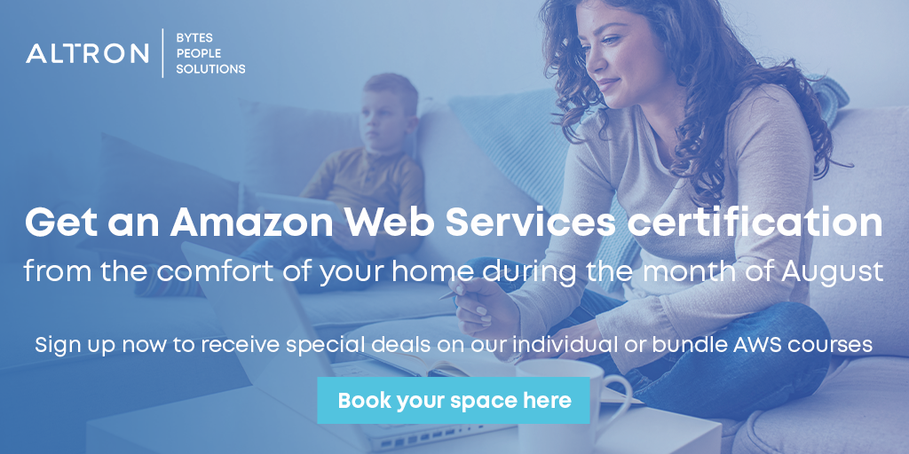 AltronPS's tweet photo. Get an @Amazon Web Services certification from the comfort of your home during the month of August. Sign up now to receive special deals on our individual or bundle AWS courses.
Book your space here: https://t.co/G6PbzrEcpd
#AWS #AWSCertified #AltronBPS #Therewhenitmatters https://t.co/GRhzWNgOj4