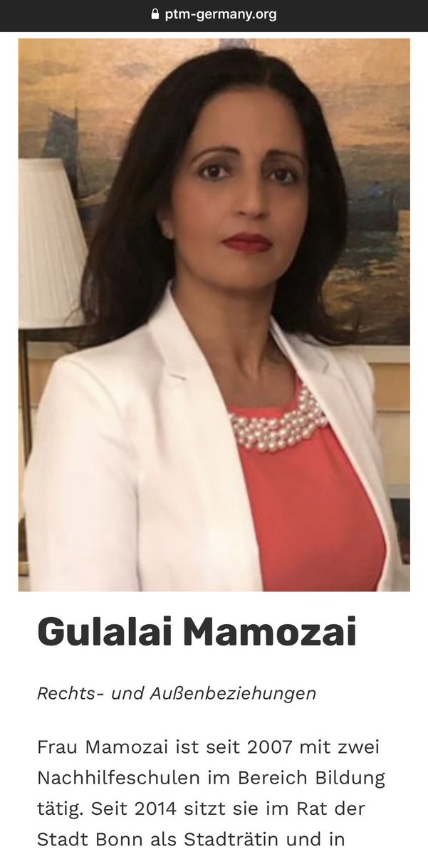 Incharge of legal & external affairs for PTM Germany:Gulalai Mamozai/4