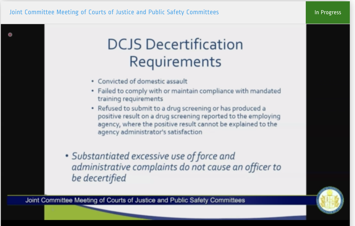being terminated for excessive force does not disqualify an officer for future police jobs.beating someone so badly that even the other cops don't think you're safe to be on the streets isn't grounds for decertification.
