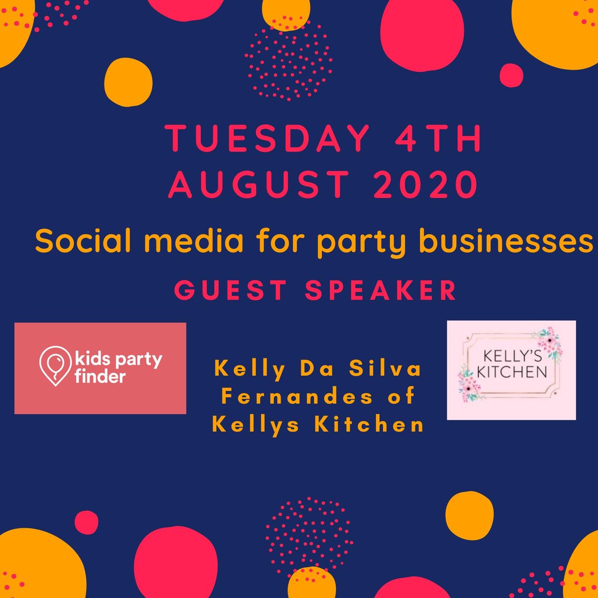 Provide services aimed at kids parties? Kids Party Finder is hosting a FREE webinar with <a href="/kellykitchendsf/">Kelly’s Kitchen</a> who specialises in social media marketing, on Tues 4th Aug via Facebook Live. Registration details to follow 😃 #kidsparty #networking #marketing