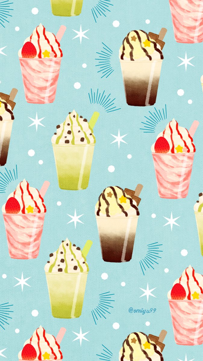 Omiyu お返事遅くなります さんのツイート フラペチーノな壁紙 Illust Illustration 壁紙 イラスト Iphone 壁紙 フラペチーノ Frappuccino 食べ物