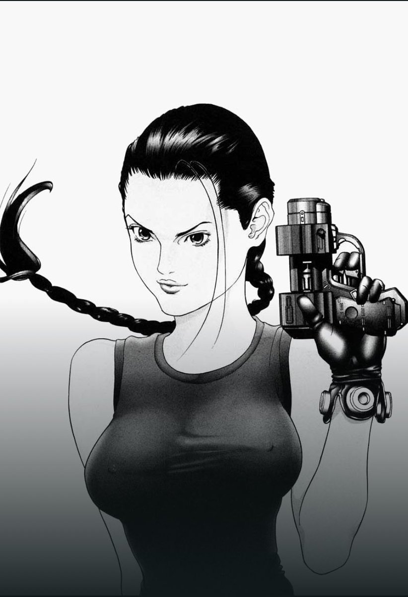 Gantz manga - Sei Sakuraoka's character is based on Angelina Jolie depiction of Lara.In the anime, her appearance was changed for copyright reasons since she looked too much like Lara Croft.