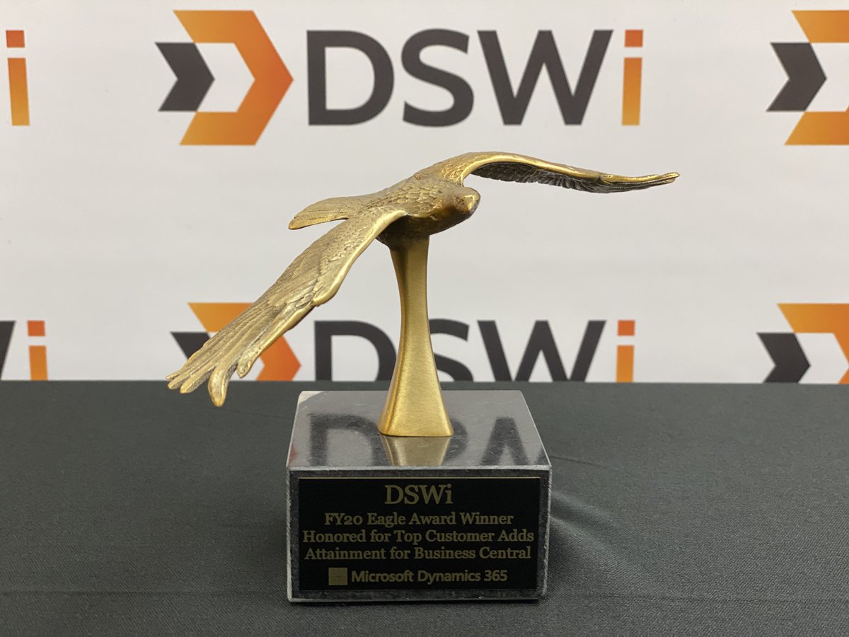 DSWi announced as a 2020 MSUS Eagle Award Winner for Top Customer Adds Attainment for Microsoft Dynamics 365 Business Central at #MSInspire! #MSDYN365BC #DSWi