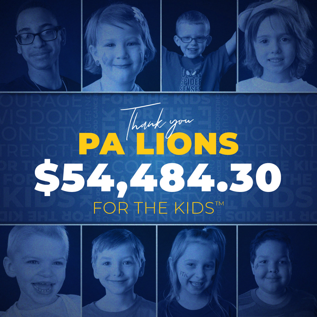 fourdiamonds's tweet photo. Thank you to our dedicated #PartnerInTheFight, PA Lions Care—For The Kids, for your continued support. This group of +75 clubs collectively raised $54,484.30 this year! 

Partners like you help ensure that Four Diamonds families never see a bill for their care . 🎗🔷 #TeamFTK https://t.co/88FpjoStY1