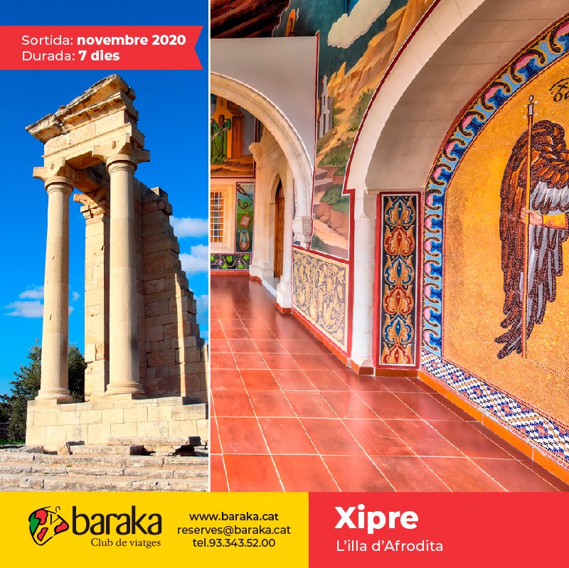 BarakaClub's tweet photo. XIPRE L'illa d'Afrodita.  Viatja amb totes les mesures especials COVID-19.
Durada: 7 dies
Sortida: 03/11/2020
Reserva al 606 906 491 o a reserves@baraka.cat
#somdeconnec #viatges #cultura #experiencies #UNESCO
https://t.co/6Gh1tRSqqH https://t.co/vJ4z0AIEBp