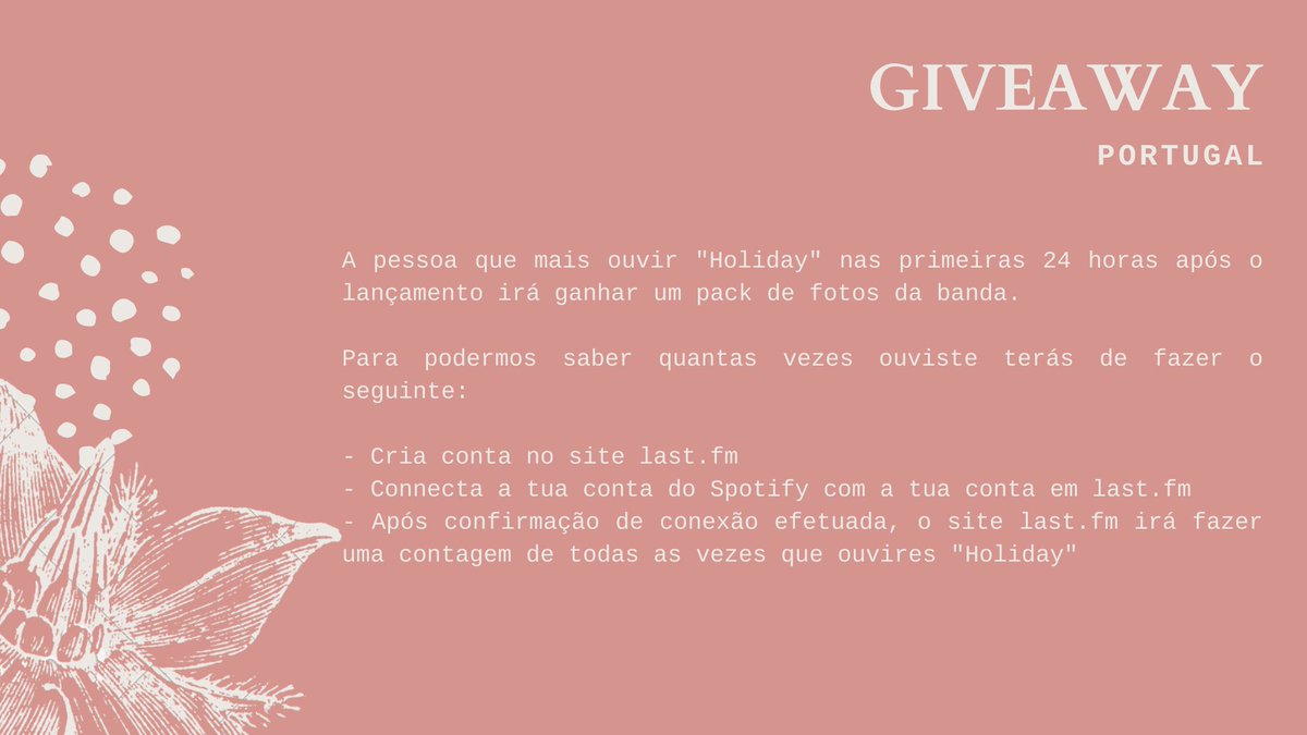 LittleMixPT's tweet photo. 🏝️ HOLIDAY GIVEAWAY 🏝️

Queres ganhar um pack de fotos das @LittleMix e ajudar nas streams? Continua a ler.😌

- RT
- Segue @LittleMixPT 
- Lê com atenção e comenta com “✋” após conectares o teu Spotify no site https://t.co/0fjjfxEXI3

Alguma dúvida, envia mensagem 🤍 #LMHoliday https://t.co/JUXOBEZeww