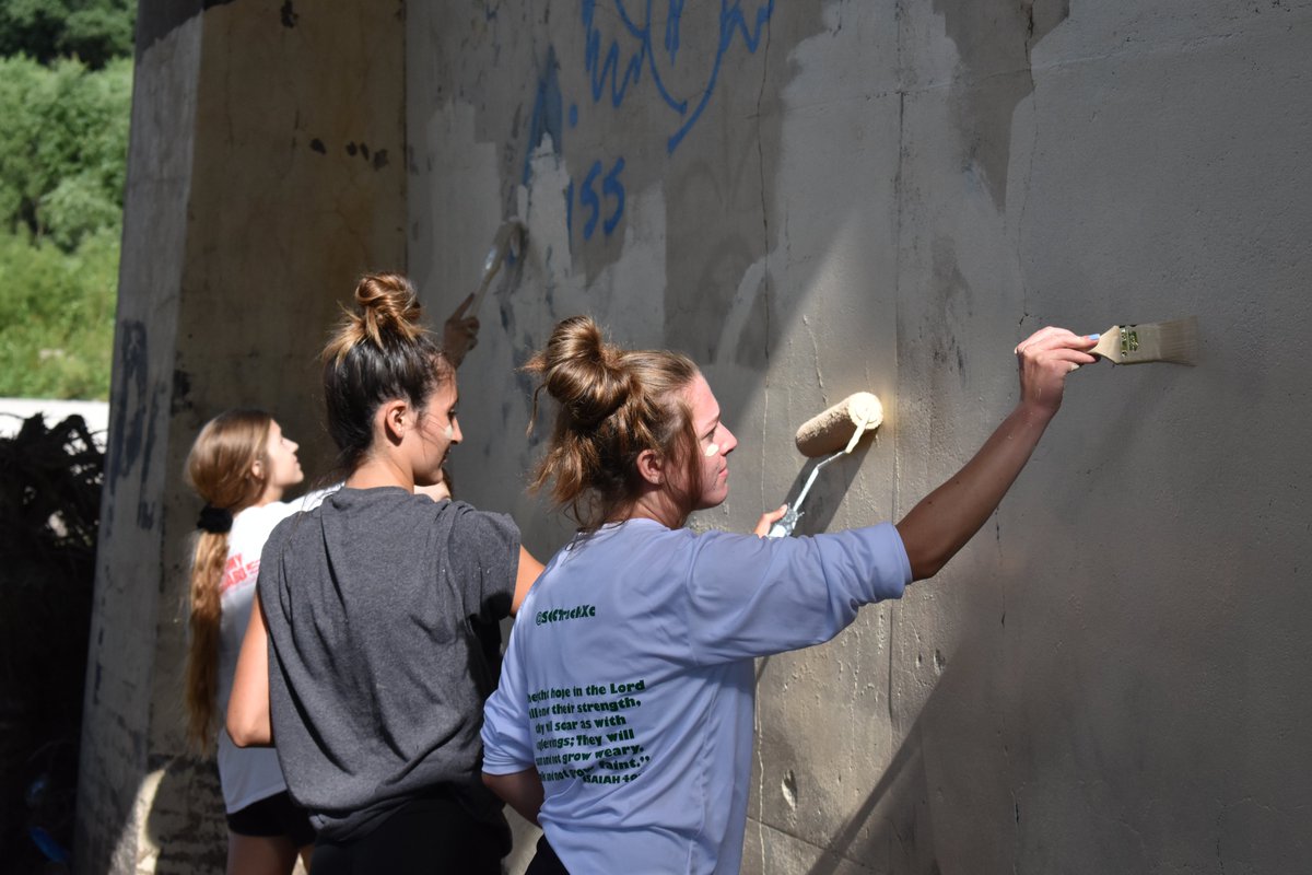 The 2020 <a href="/scc_volleyball/">SCCVolleyball</a> team worked together this morning and painted over the graffiti on the underpass near Pawnee Park and the Platte River. Thank you players and coaches for organizing this effort to help keep Columbus clean! #TheScotusWay #GoRocks