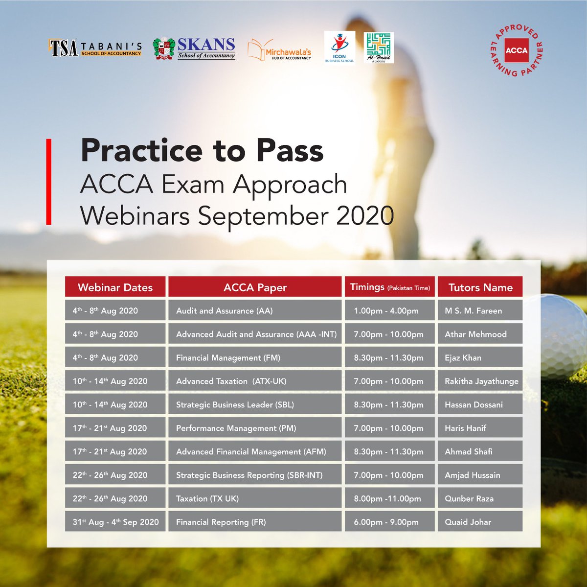 ACCA_PK's tweet photo. Be fully exam-ready! Register for our free of cost revision webinars & score better in your upcoming remotely invigilated ACCA exams in September 2020: https://t.co/xFXHUowPEq
#PracticetoPass #ACCAExams https://t.co/Ak7OANYifU