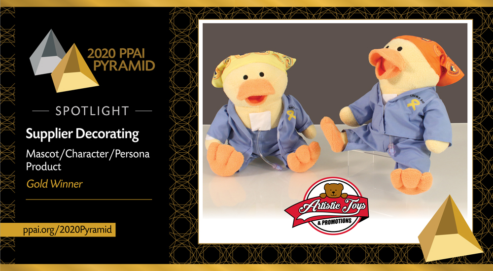 PPAI_HQ's tweet photo. Celebrating Excellence In The Promotional Products Industry

Congrats to @artistictoy 
2020 PPAI Pyramid gold award for Supplier Decorating – Mascot/Character/Persona Product. Learn more ► https://t.co/Sg3psP8T8Z

#ppaiPyramid #promotionalproducts #PPAI #customplush #mascots https://t.co/pv09Gx4mIr