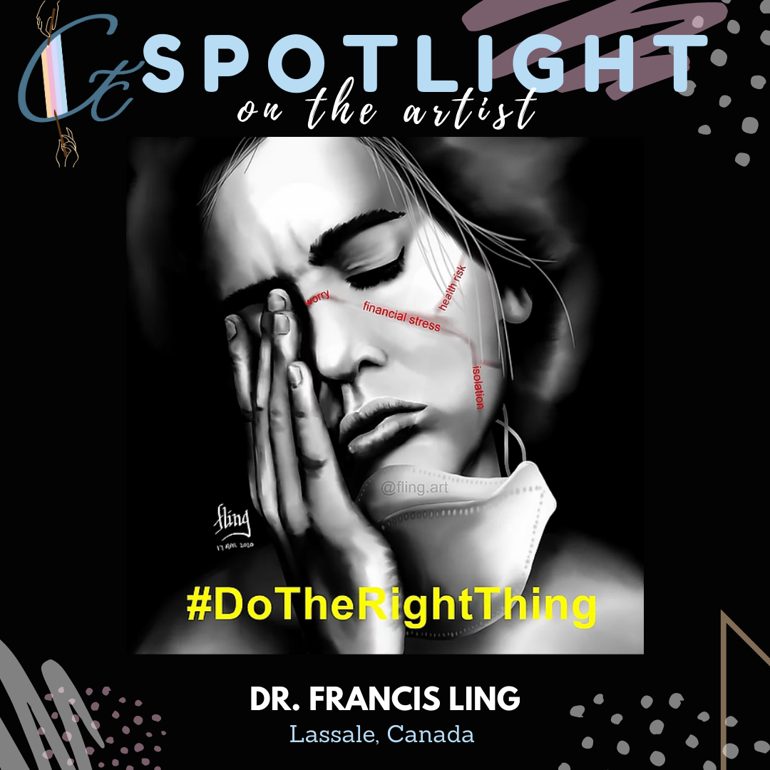 CreatethruCOVID's tweet photo. Midweek #SpotlightontheArtist! Dr. Francis Ling from Lassale, Canada submitted this piece titled “Exhausted” earlier on in the pandemic. And yet it still beautifully captures worries that hold true today. 1/2 https://t.co/z49vtEiTgJ