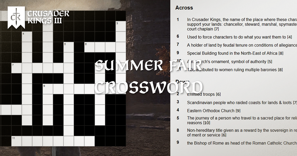 Crusader Kings III on Twitter "🌞 Summer Fair CK3, enjoy a crossword