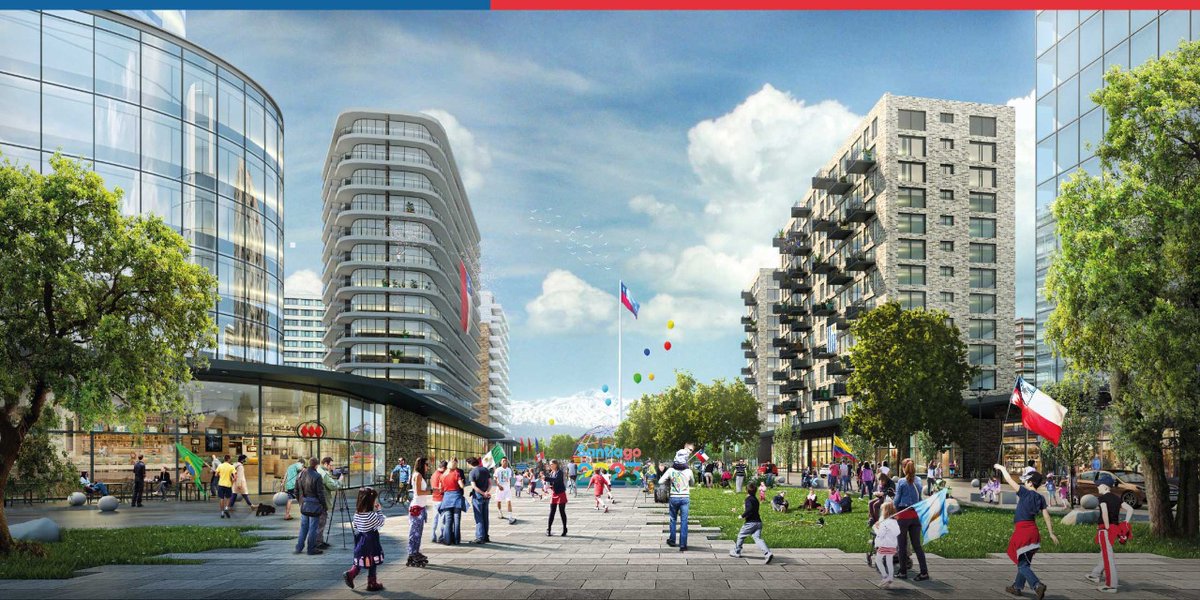 santiago2023's tweet photo. Maqueta referencial de la próxima Villa Panamericana de @santiago2023, tendrá conexión con metro, autopistas y aeropuerto. https://t.co/m1fYGXN4Ut