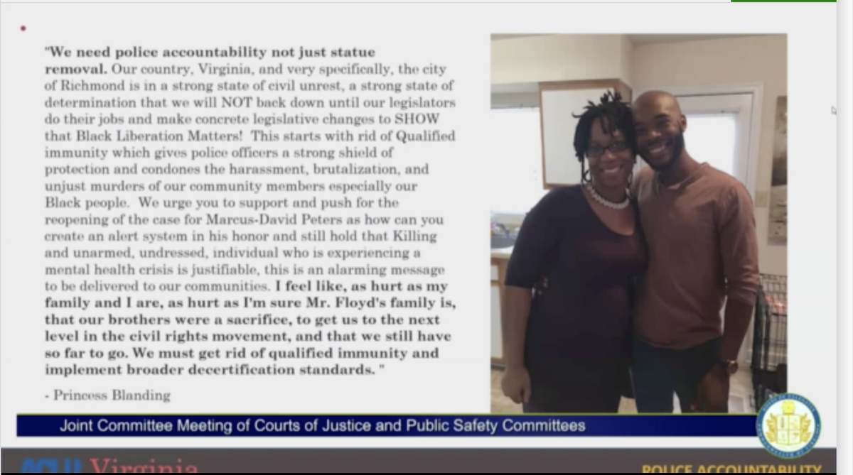 princess blanding lost her brother, marcus-david peters, in 2018. he was murdered by richmond police.