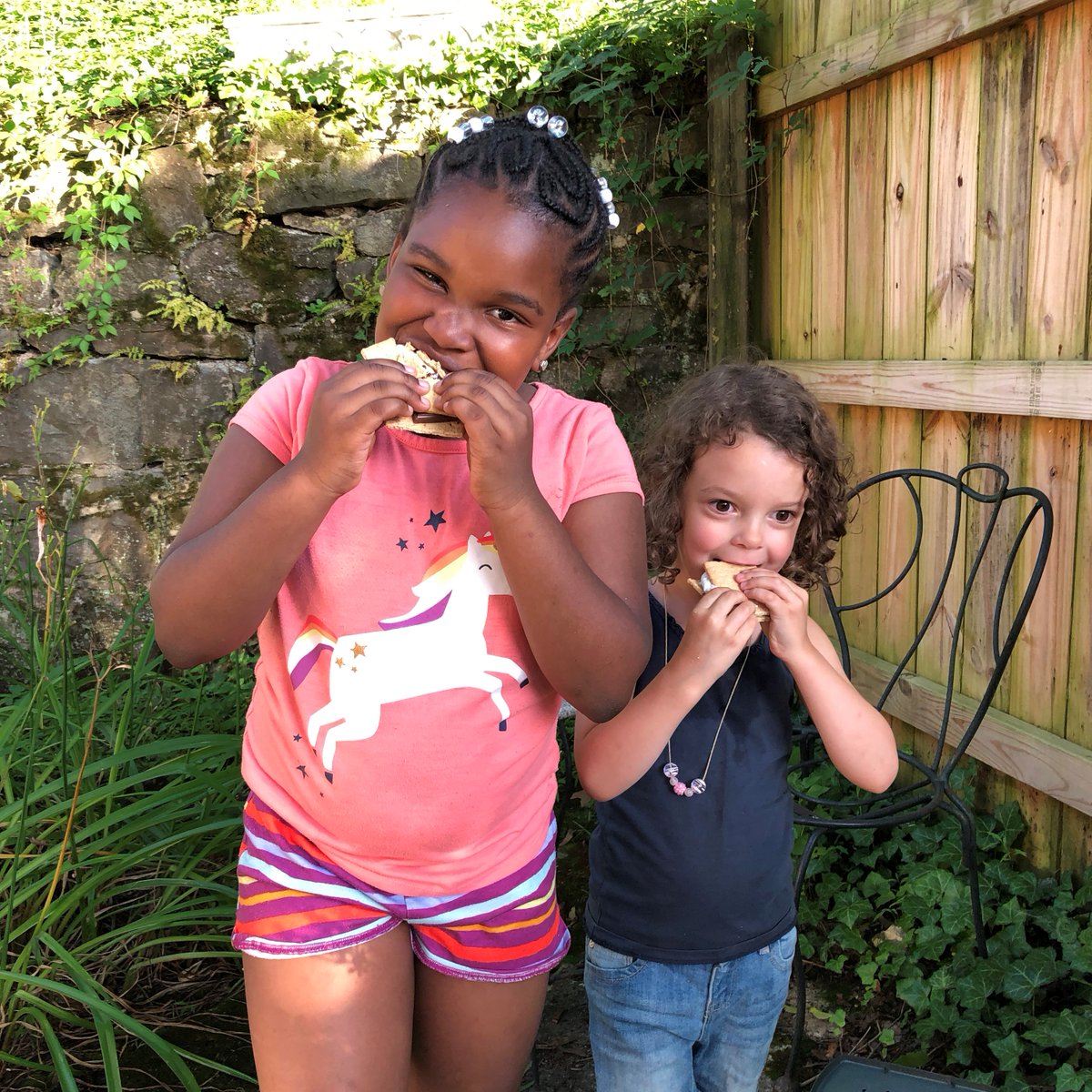 FreshAirFund's tweet photo. Fresh Air has s'more fun! Last summer, 12-year-old Zahnai and Fresh Air sister, Harlow, made their own s'mores while Zahnai was visiting the Peters family. Make s'mores and create your own campfire stories with #ShackCamp! Head over to @shakeshack join the fun at Shack Camp! https://t.co/RCYAYNgn8D