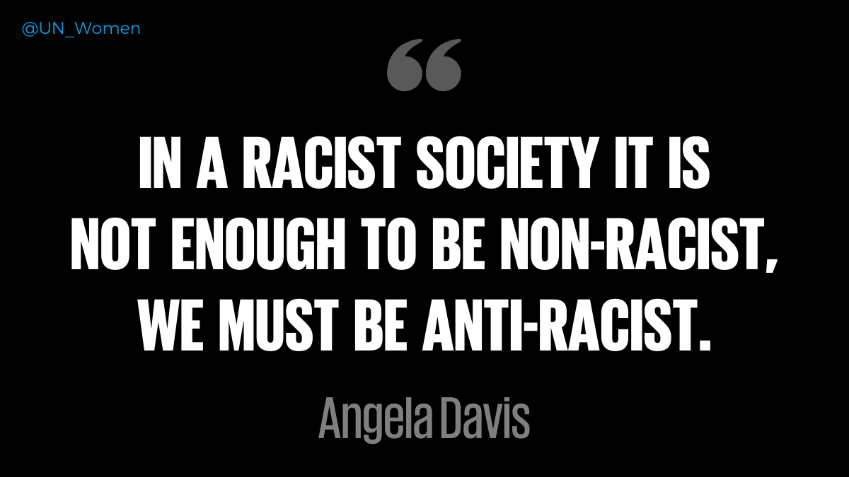 UNGeneva's tweet photo. Let's stand united against racism and help build a world free of discrimination, hate and violence.

Let's hear the voices of feminist leaders to guide the way in our resistance.

#FightRacism 
#EndDiscrimination https://t.co/JCaLS5Cggx