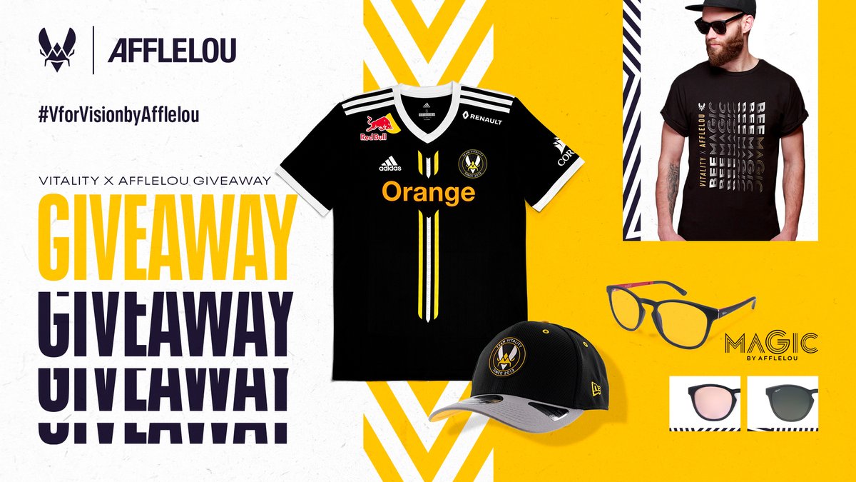 TeamVitality's tweet photo. 🚨 Giveaway 🚨

We give you the chance to win a Vitality 2020 jersey, 1 Cap, a Vitality X Afflelou T-Shirt and a beautiful pair of glasses MAGIC by @ALAIN_AFFLELOU for this summer ☀️

You just have to: 
✅Follow @ALAIN_AFFLELOU &amp; @TeamVitality
🔁RT this post

Draw on July 25 GLHF https://t.co/kluXP6RH16
