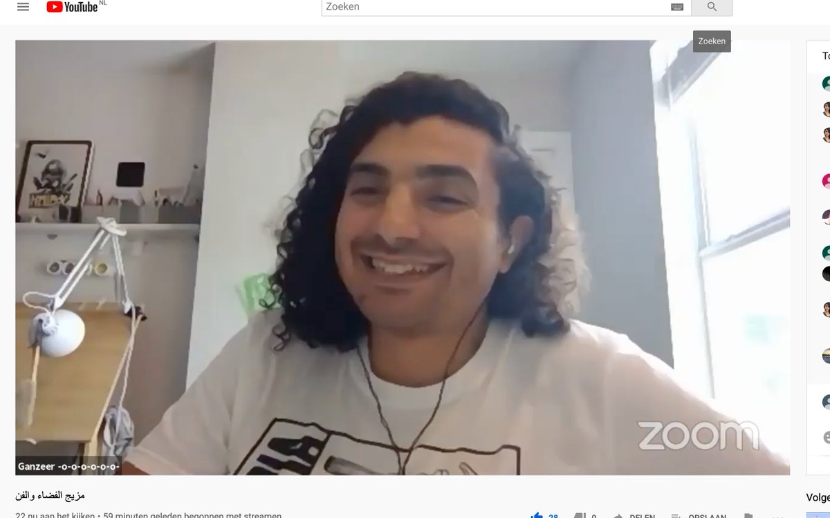 astro4society's tweet photo. #cosmonaut Muhammed Fares @ganzeer & @Dr_GhinaHalabi share a laugh during the #spaceEU #live event!🤩🌌🌠
#SpaceInYourLivingRoom #StepintoSpace https://t.co/x86hcOlmOL