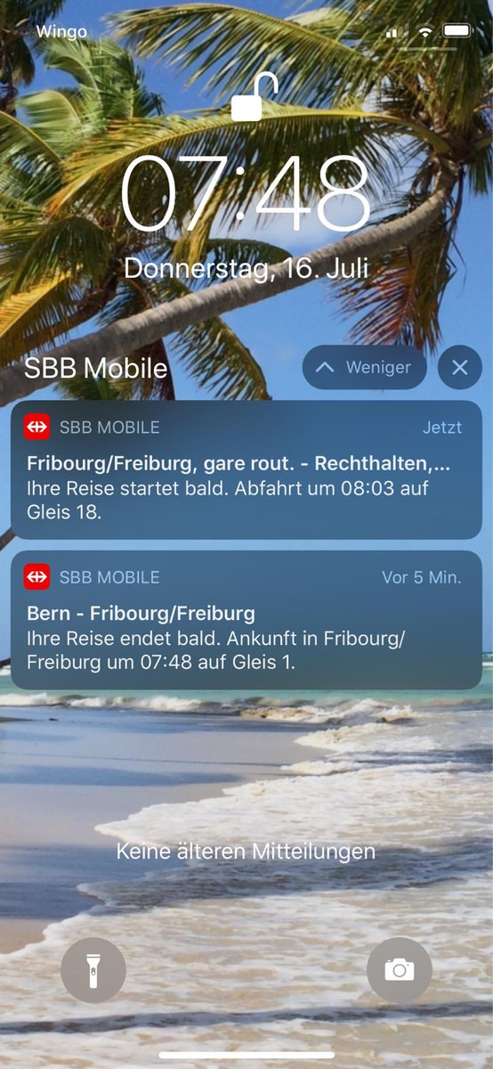 SBB Mobile v11.0 für iOS &amp; Android!

• Benachrichtigungen: Neu informieren wir Sie bei Gleisänderungen, Verspätungen, Ausfällen und Störungen für Ihre Reisen.
• Allgemeine Fehlerbehebungen