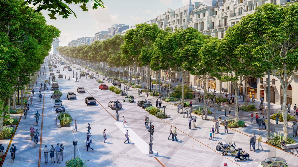 Nouveaux visuels du projet à l’étude de transformation des Champs Elysées en 2030 par l’architecte Philippe Chiambaretta. Plus d’infos sur parisfutur.com/projets/les-ch… #parisfutur
