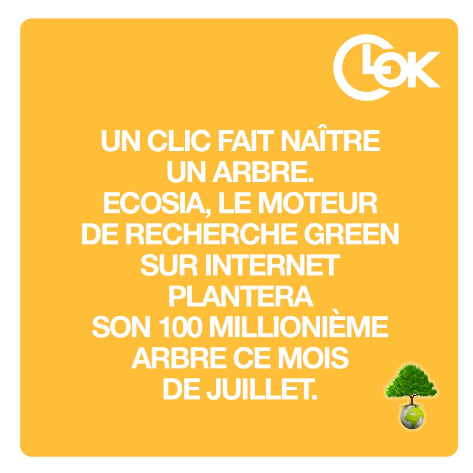 clokmedia's tweet photo. Ni Google ni Firefox, le moteur de recherche solidaire Ecosia reverse 80% de ses bénéfices à des programmes de reforestation #environnement #arbres #planete https://t.co/rSPAzI2a2I