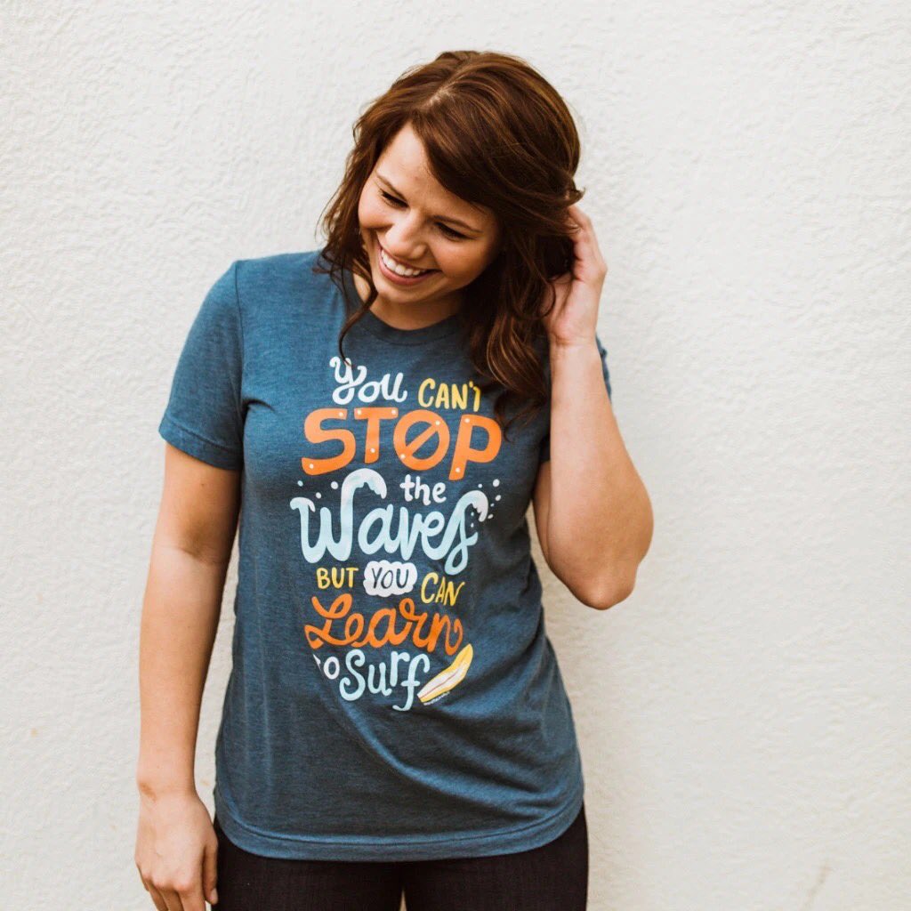 WTLBapparel's tweet photo. You can't stop the waves but you can learn to surf! Available in Small, XL, and XXL. Free shipping, always! ☀️🌊🏄‍♀️

#learntosurf #wordstoliveby #summertime https://t.co/xXFGEz3xE4