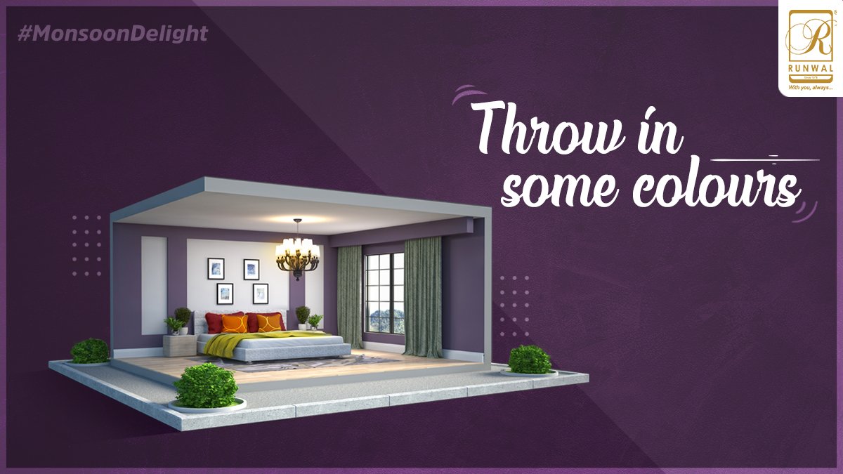 RunwalOfficial's tweet photo. It’s a quick fix to dull, rainy weather. Opt for bright coloured cushion covers and throws, to make it refreshing and visually appealing.
#MonsoonDelight #RunwalGroup #RealEstate https://t.co/lBfiOhCvih