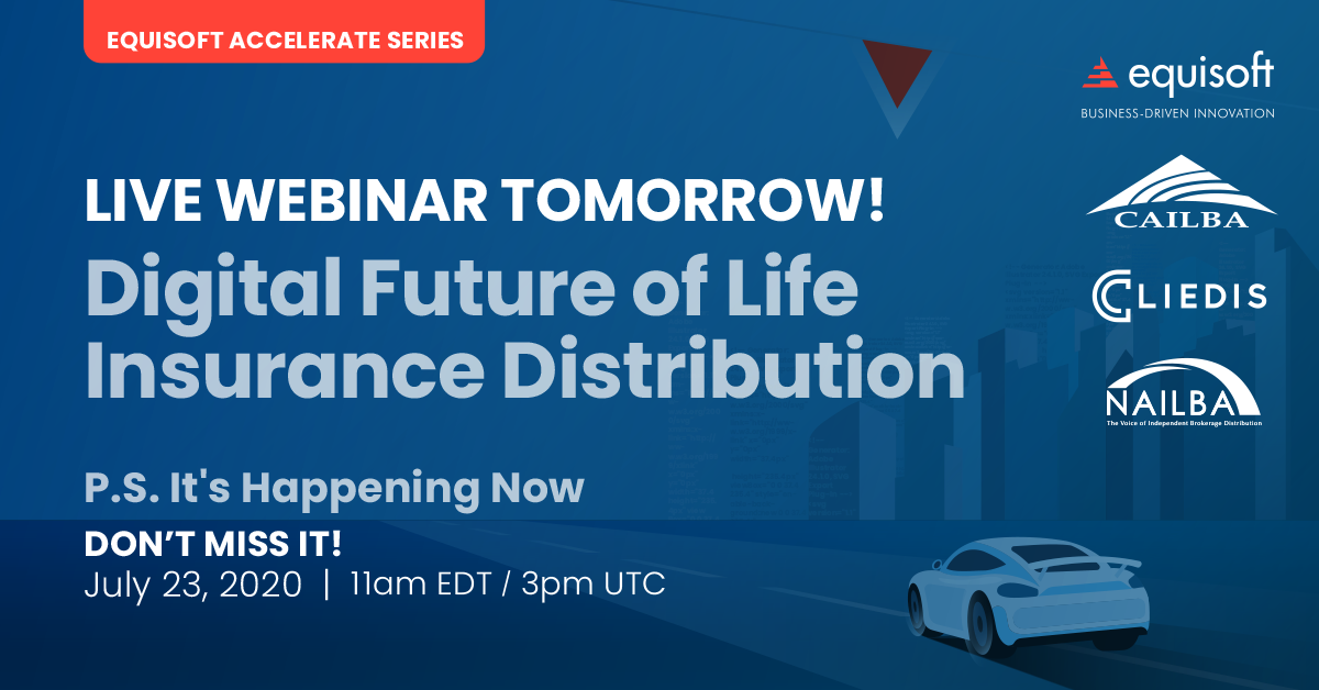 Equisoft's tweet photo. Tomorrow's the day! Equisoft is assembling top #lifeinsurance leaders from @NAILBA, CAILBA and @CLIEDISCanada to drill down into the most pressing issues facing distributors today and how to solve them. Register now: https://t.co/iik7ny4zbn #EquisoftAccelerate #distribution https://t.co/vSvY4dMBj8