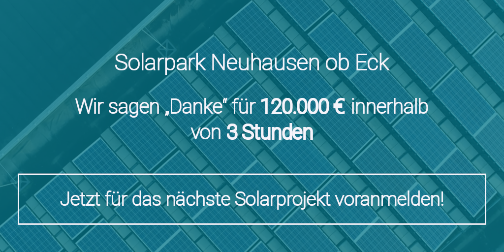 wiwin_gmbh's tweet photo. In nur 3 Stunden war die Zielsumme des #Solarpark Projektes Neuhausen ob Eck erreicht. Schauen Sie auf unserer Website vorbei, um in weitere grüne Projekte zu investieren: https://t.co/IhccQBgWr5 #WIWIN #NachhaltigInvestieren https://t.co/JaeJsiQVcR