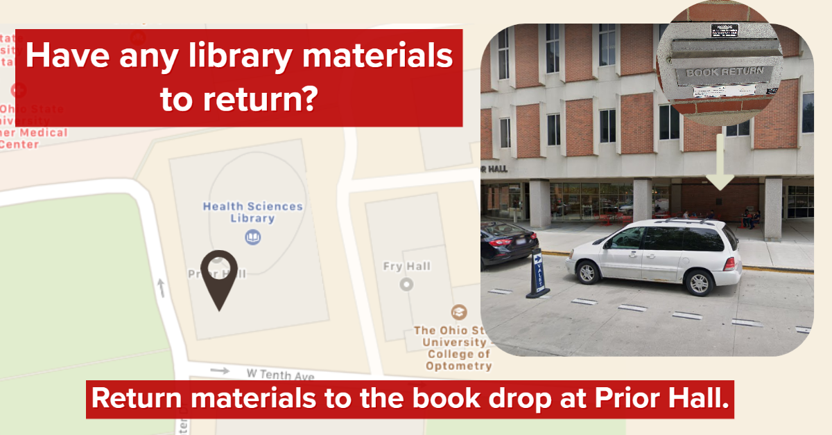 OSUhsl's tweet photo. #DYK? Library materials may now be returned in the library book drop located at the front of the building, south of Caffeine Element. π₯
β Note: Returned materials will be quarantined before being checked in.
More info at https://t.co/fQG5rFOgJE π
#osuhsl #OhioStateHSL https://t.co/Yn9SLQRk92