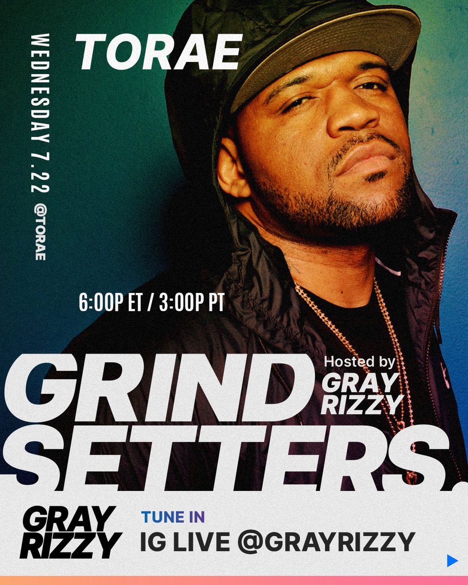 GrayRizzy's tweet photo. NEW @GRINDSETTERS TODAY!!!!
Choppin it up with my fam @Torae TODAY at 6p ET / 3p PT on a new #GrindSetters! With all this guy is doing, I suggest you tune in and bring a pad + a pen!
Watch on IG LIVE👉🏽 @grayrizzy + @torae!
Grind 1st.💯
Set Trends later!💥
#WEOUTCHEA 💪🏽 https://t.co/Q7DuAacLHs
