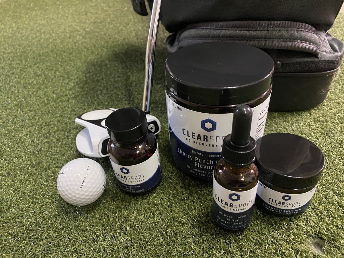 ClearSportInfo's tweet photo. Perfect time to add some essentials to your golf bag. Clear Sport CBD Products for Before, During and After a Round. Up to 50% Off During our Summer Sale at https://t.co/z4chCUXJZM! #cbd #cbdgolf #cbdrelief #cbdrelax #cbdathlete #hemp #hempheals https://t.co/B5LTCOg9tw