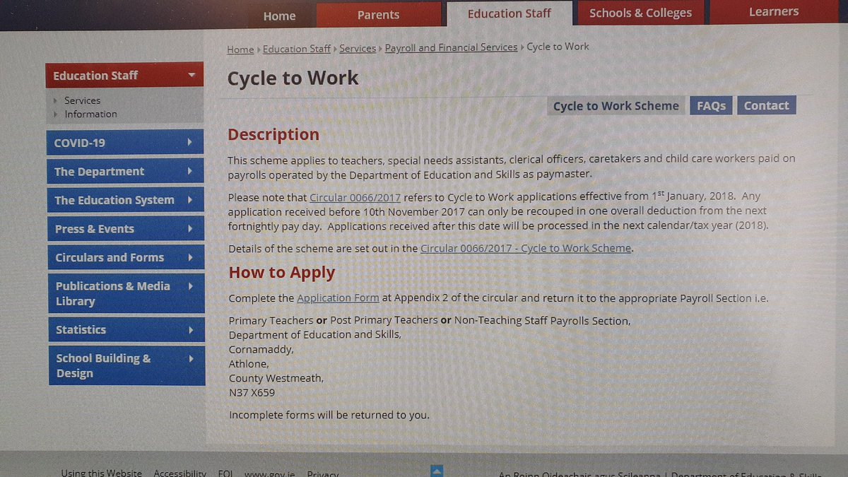 dept of education cycle to work scheme