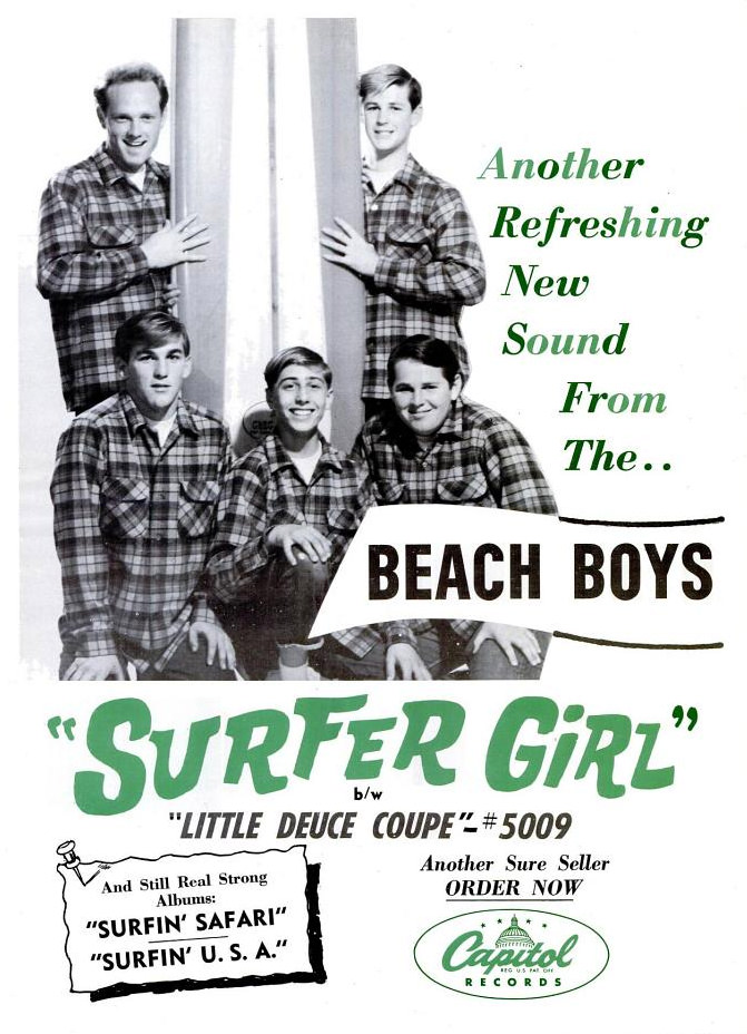 beachboyslegacy's tweet photo. Today in 1963, The Beach Boys single Surfer Girl bw Little Deuce Coupe was released on @CapitolRecords https://t.co/fJE5x1adH7